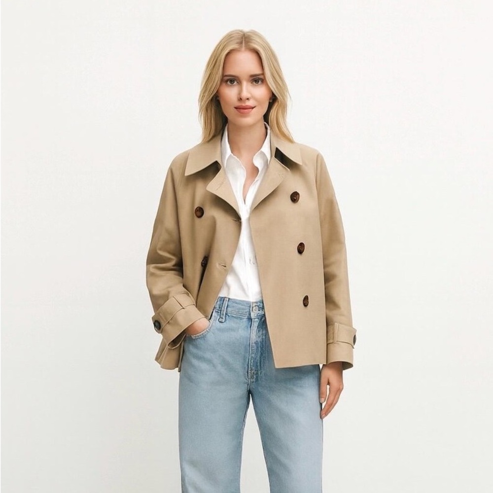 Massimo Dutti Tan Short Trench Coat